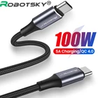 Кабель для быстрой зарядки, USB Type C-Type C, нейлоновый, 100 Вт60 Вт PD QC4.0 для Macbook, ipad, Samsung, S20, Huawei