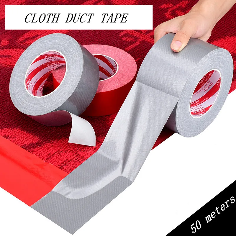 

50M Cloth Duct tape Powerful paste silver Waterproof floor Writable warning tape Wedding party red carpet stickers customize
