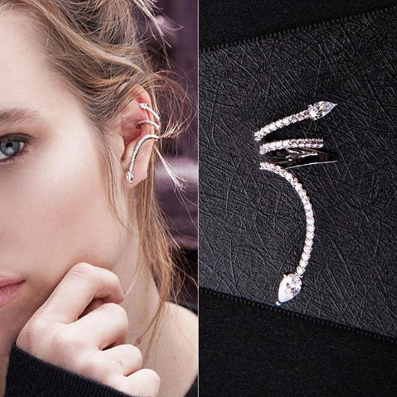 Серьги клипсы в виде змеи стиле панк рок Ювелирное Украшение для офиса леди