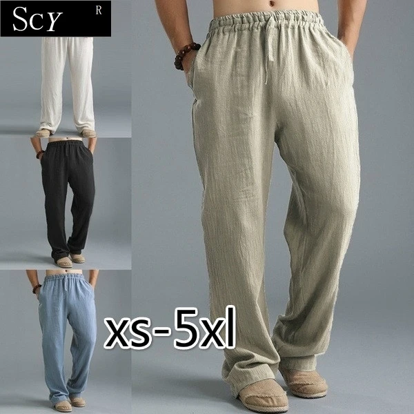 Fashion Men's Trousers Washed Cotton Loose Pants Breathable Casual Sweatpants