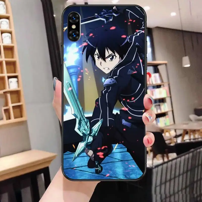 

Anime Sword Art Online SAO Phone Case For Black-Iphone 5 5s se 6 6s 7 8 11 12 X Xs Xr Pro Plus Max Mini Cover