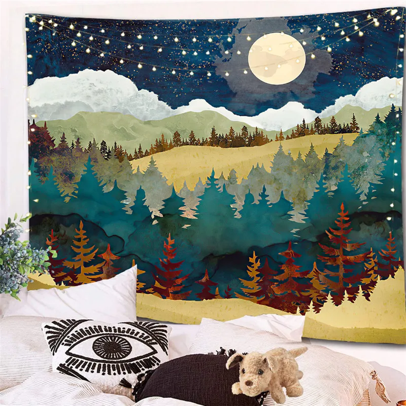 

Mountain Landscape Tapestry Indian Mandala Tapestries Tarot Hippie Room Decoration Bohemian Wall Hanging Hippie Wall Decor