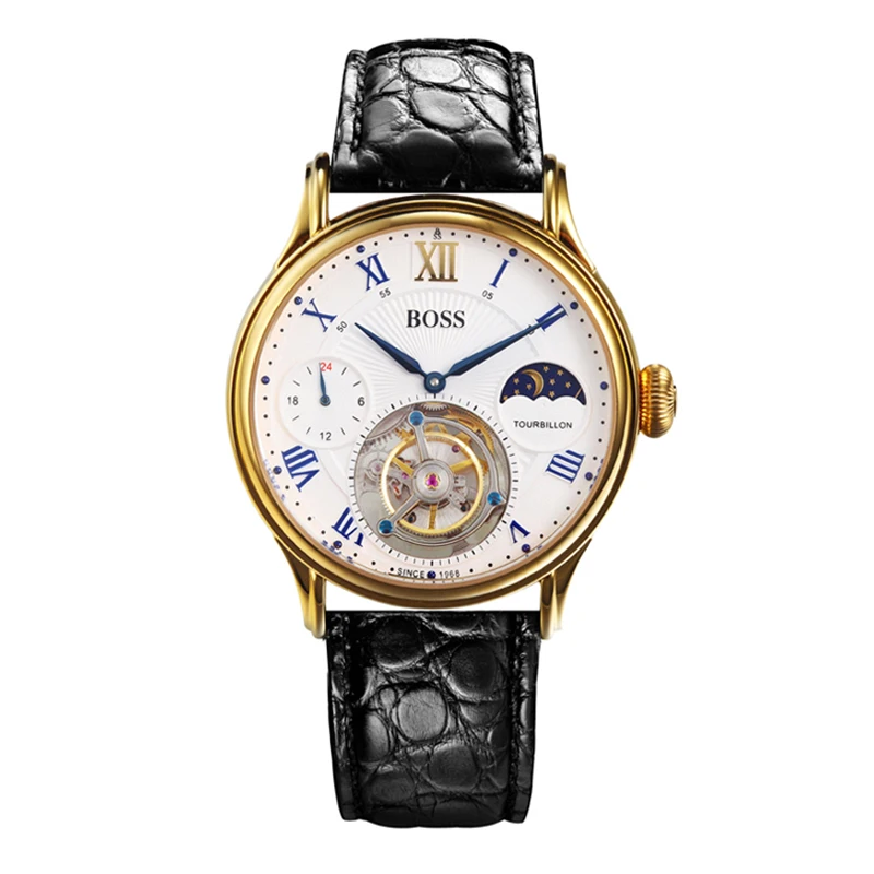BOSS Германия часы мужские люксовый бренд Ограниченная серия автоматический турбийон движение слой Аллигатор ремень белый relogio masculino