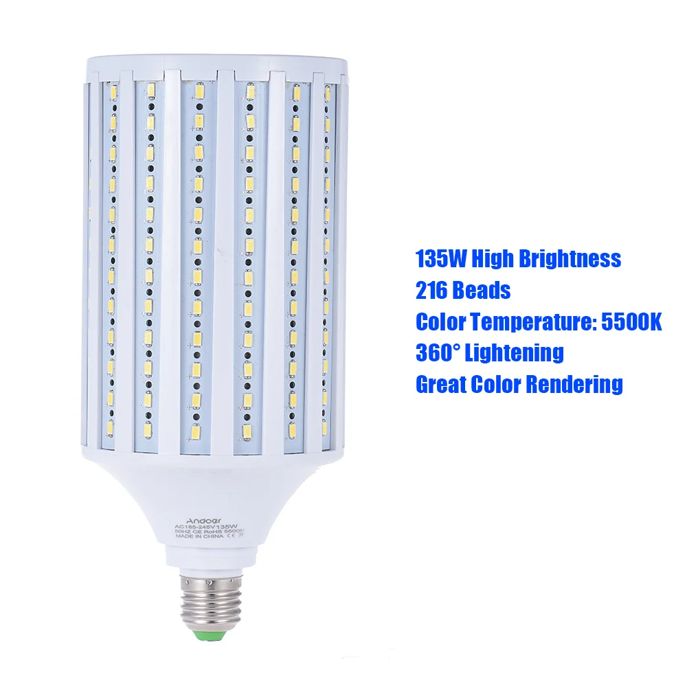 Andoer фотостудия фотография 135 Вт Светодиодная лампа Кукуруза лампочка 216 ШАРИКИ