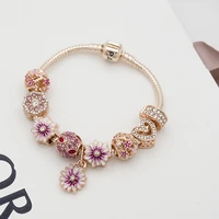 rose gold daisy series brilliant upgrade charm beads bracelet set fashion romantic gift female bracelet