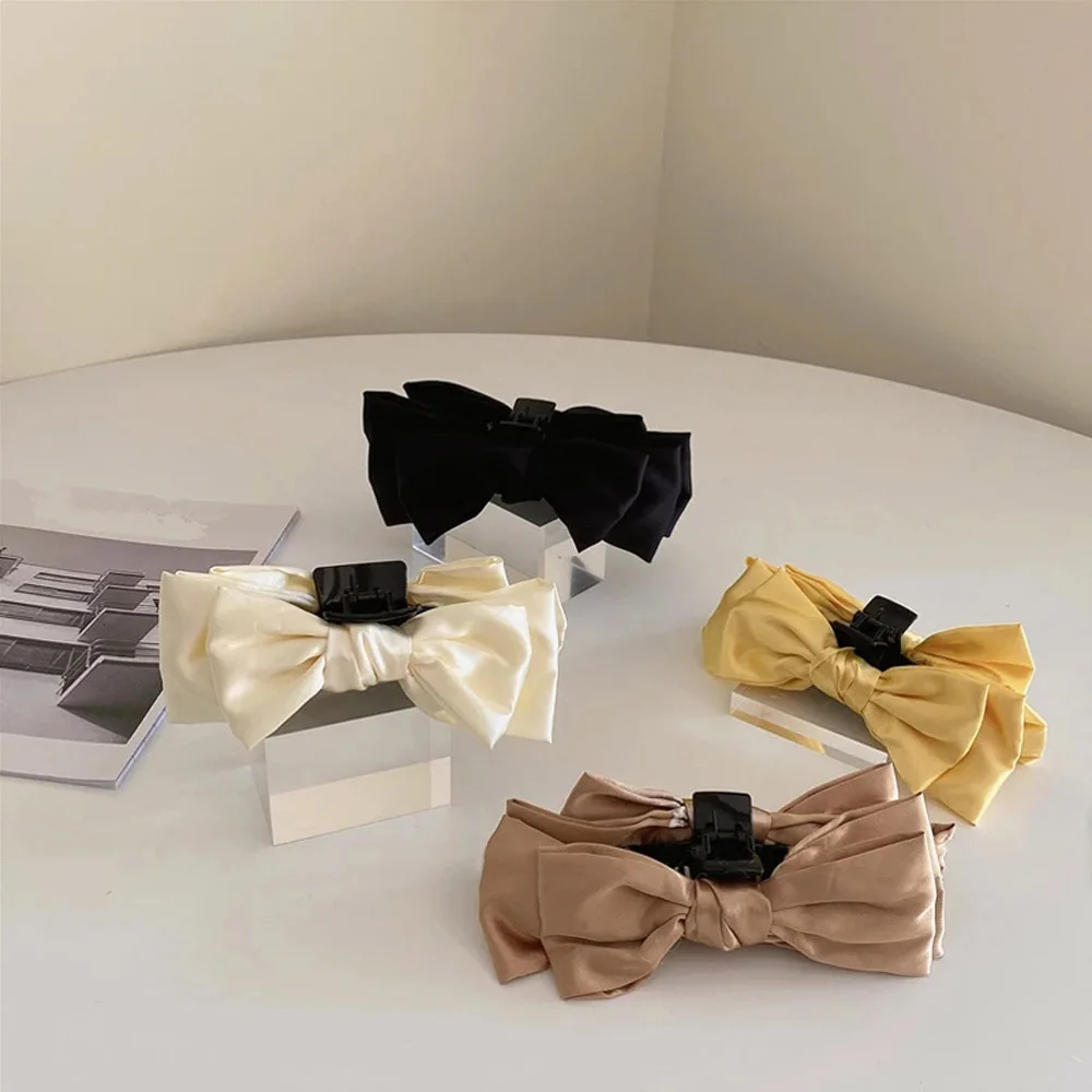 

New Trendy Fashion Colorful Satin Big Bowknot Vintage Hair Claw for Women Female Hair Clip Jewelry Hair Accessories