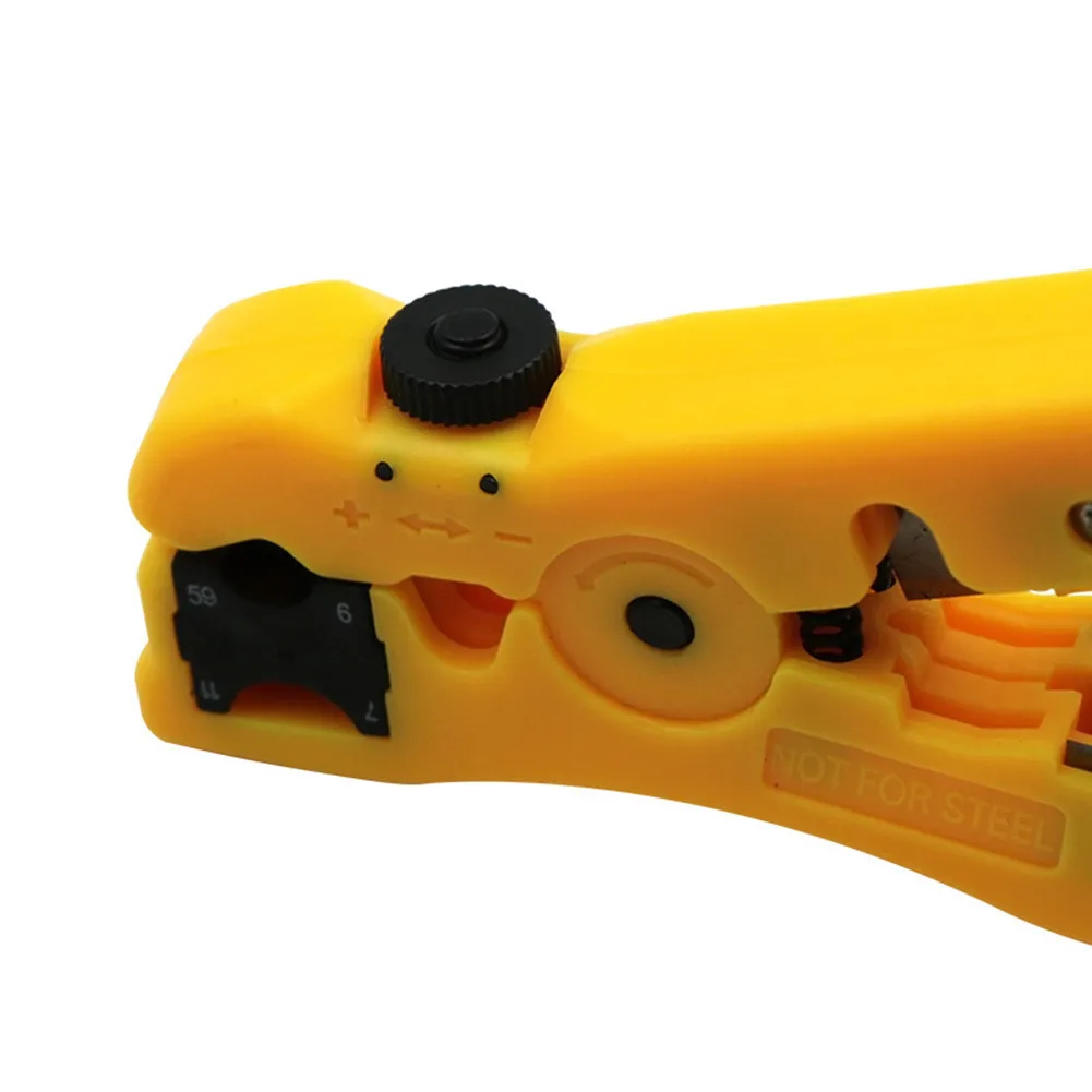 

Cable Wire Cutter Stripper Rotary Coax Coaxial RG59 RG6 RG7 RG11 Plastic Grip And Metal Knives Stripping Tool