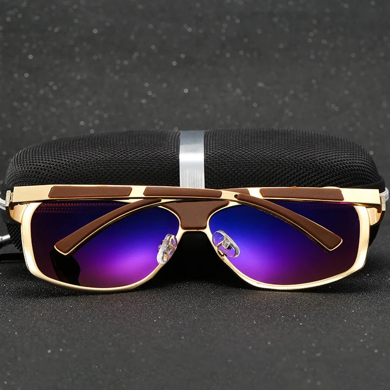 Мужские солнцезащитные очки SAOIOAS золотистые поляризационные зеркальные из