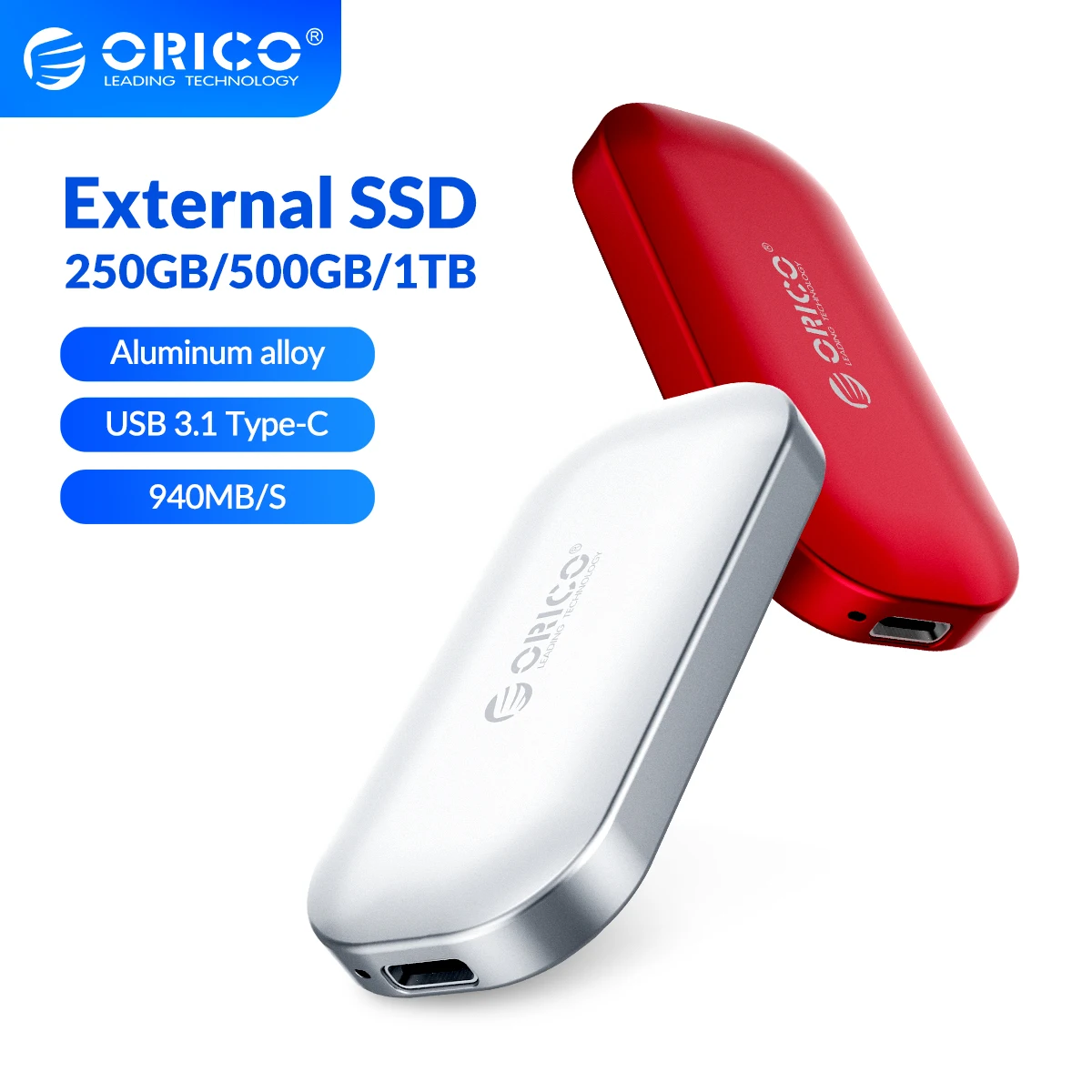 ORICO Portable External SSD 1TB 500GB 250GB M.2 NVMe SSD USB 3.1 Gen2 Type-C 10Gbps External Solid State Drives Disk For Laptop
