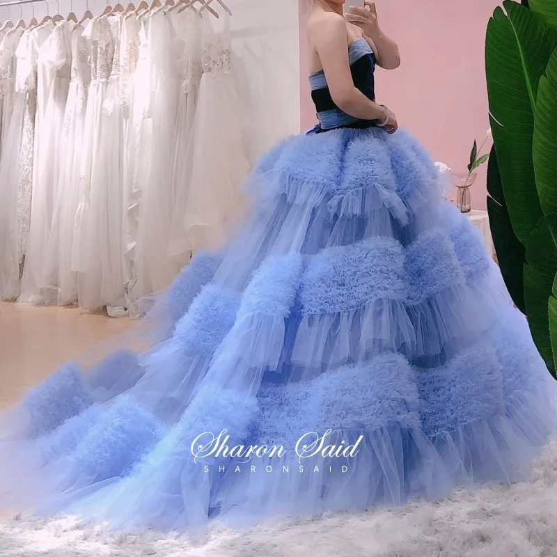 Светильник-Голубое Бальное платье платья для Quinceanera 2022 роскошное Тюлевое Пышное