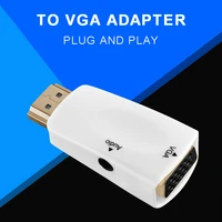 pohiks 1pc male to female vga adapter high quality 1080p video converter adapters with 3 5mm audio cable