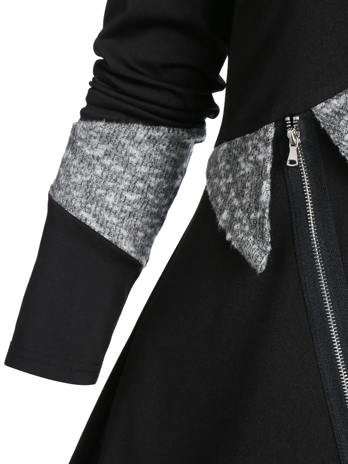 Женский Асимметричный свитер с контрастной отделкой и молнией спереди ROSEGAL