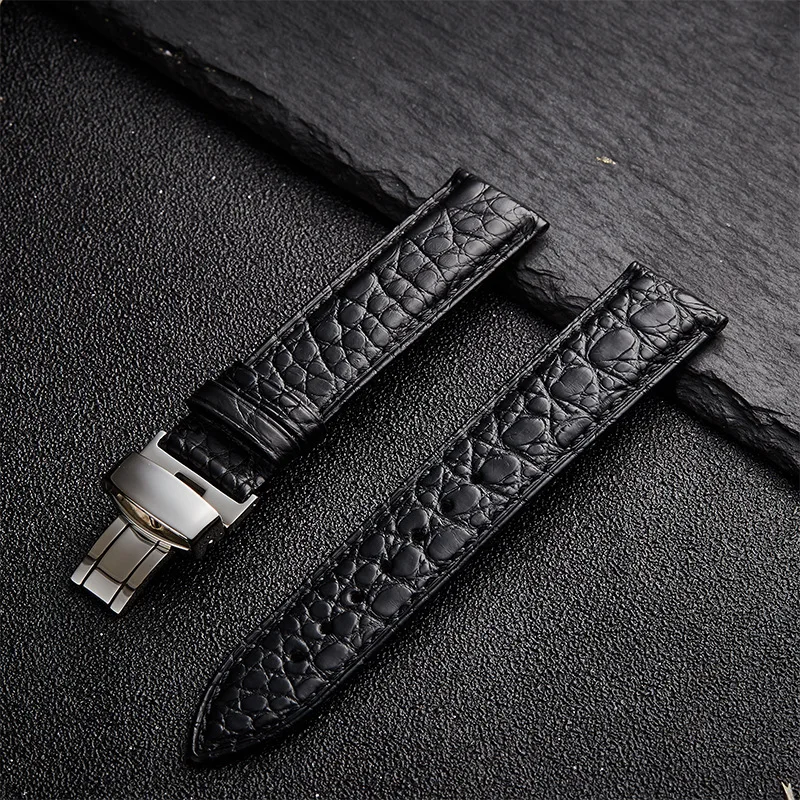 

Watchband Genuine Leather Straps Crocodile Pattern Watch Strap 24mm Butterfly Buckle Watch Accessories