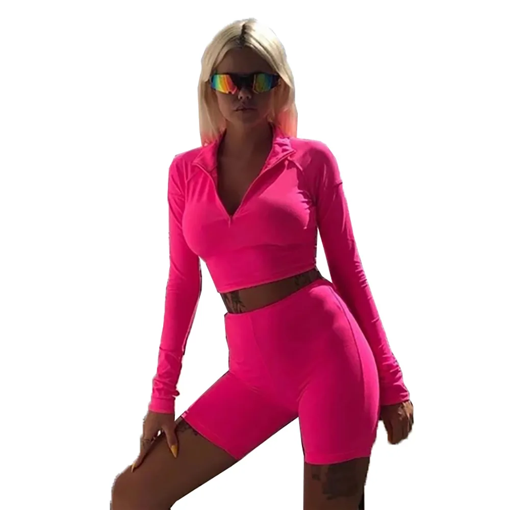 Новый модный сексуальный женский комплект с длинным рукавом однотонный