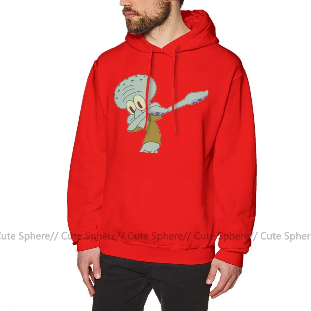Толстовка с капюшоном Squidward Dab, мужские толстовки, хлопковый пуловер с капюшоном, свободные, большие, белые, Осенние, длинные, модные толстовки с капюшоном - Цвет: Red