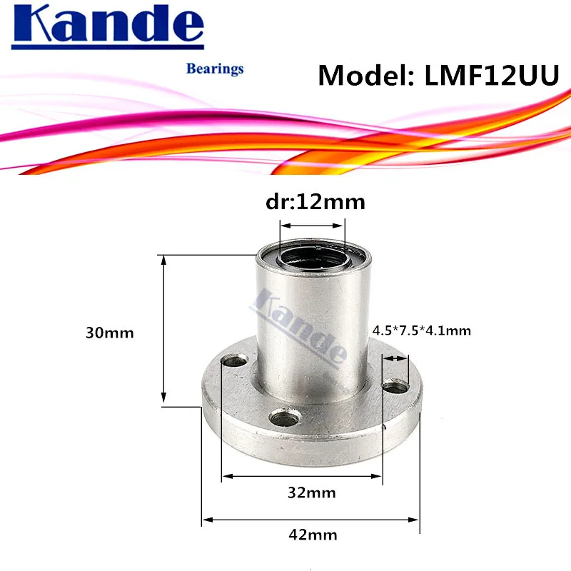 LMF12 UU 1 шт./лот LMF12UU круглый фланец линейный шарикоподшипник 12 мм LMF12 для 3D принтера SMF12UU Kande подшипники