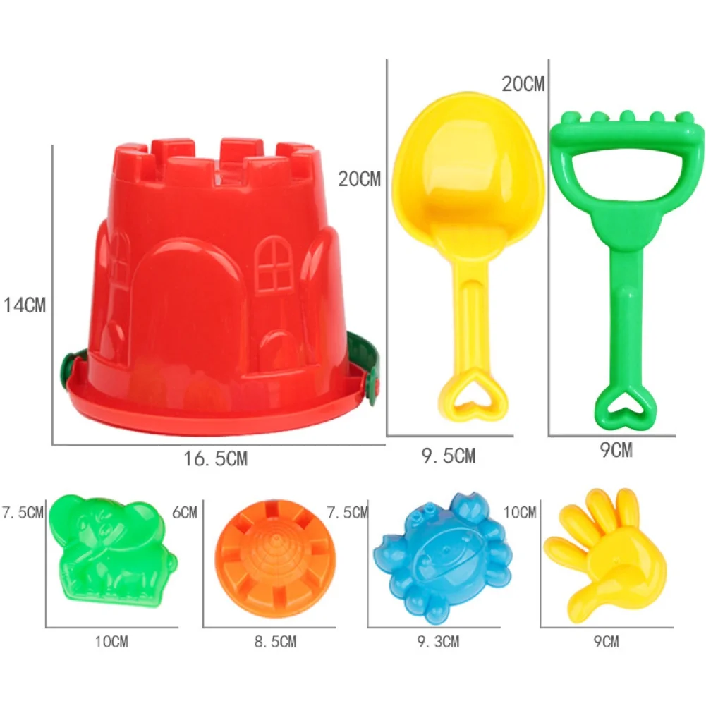 

7Pcs Summer Kids Bucket Shovel Rake Mold Outdoor Game Beach Sand Play Toy For Beach Play Sand Bathroom Water Game Play Cart
