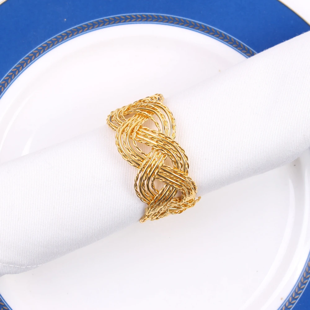 

12PCS/Metal wire woven flower napkin ring table top decoration for hotel reception, wedding banquet, holiday party