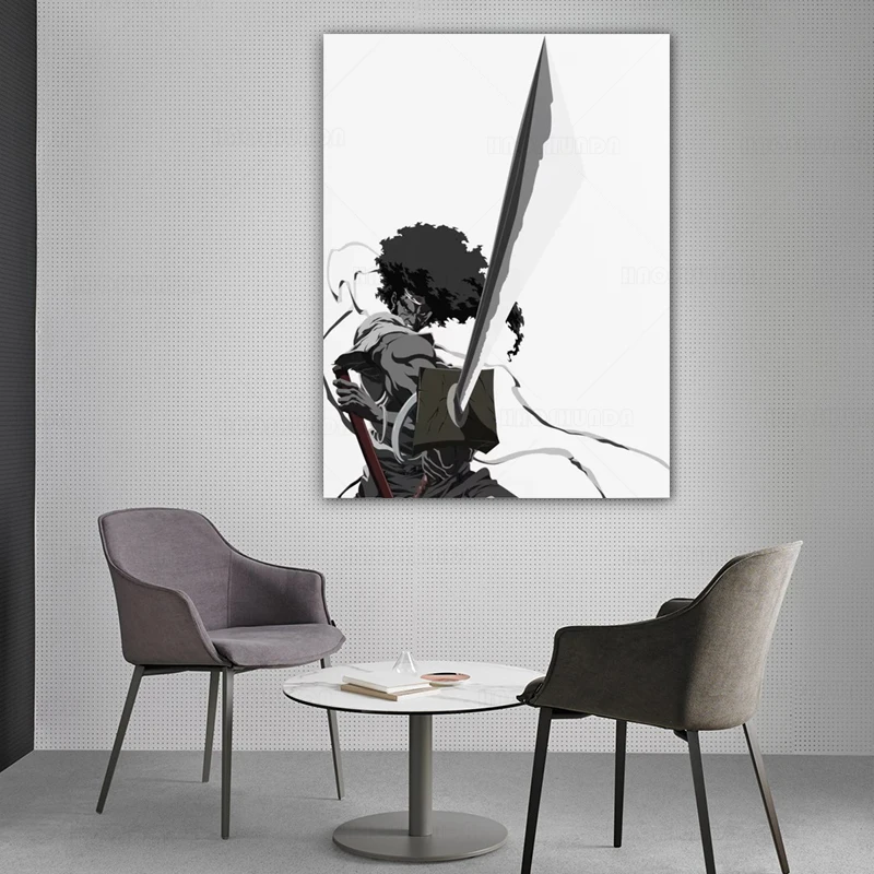 Декор для дома холст принты афро самурая постер с рисунком аниме настенное