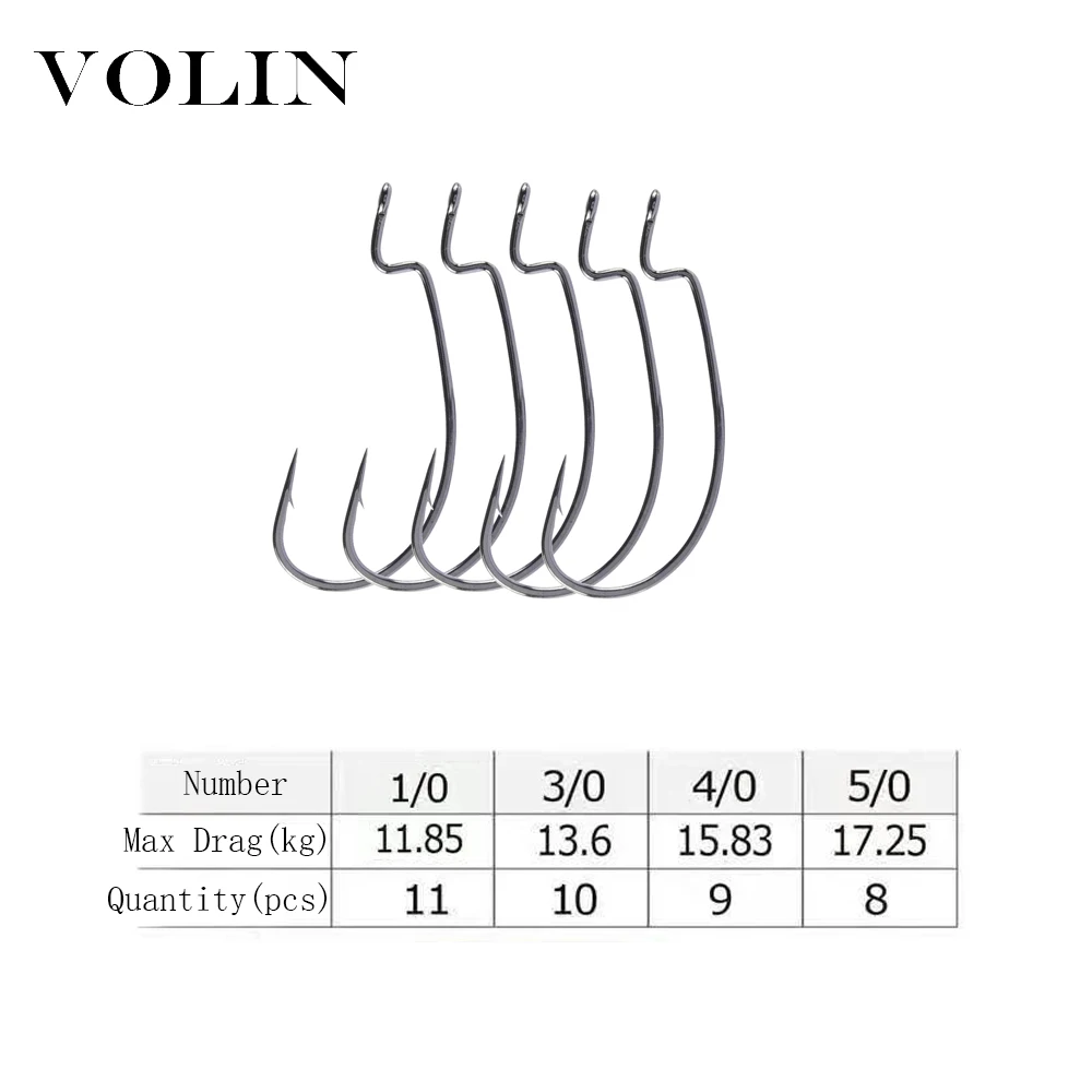 

VOLIN NEW 1 Bag Sharp Fishing Hook 1/0 3/0 4/0 5/0 Soft Worm Fishing Hook Soft Bait Worm Lead Hook Fishing Tackle Hooks