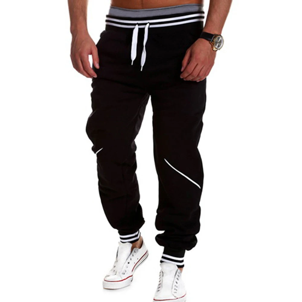 

Contrast Stitching Pants for Male Elastic Casual Joggers Running Sports Pant Breathable Skinny Ankle-Length Men Trousers D30