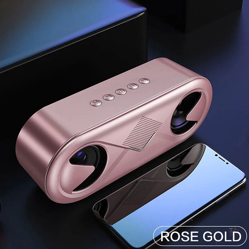 Rose Gold 10 Вт портативный Bluetooth 5,0 беспроводной динамик бытовой мини супер бас Bluetooth динамик с светодиодный мигающий светильник громкой связи - Цвет: Rose Gold
