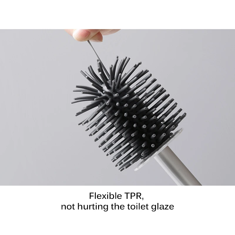 

Toilet Brush Soft Bristle Wall-Mounted Bathroom Toilet Brush Holder Set Clean Tool Durable ThermoPlastic Rubber