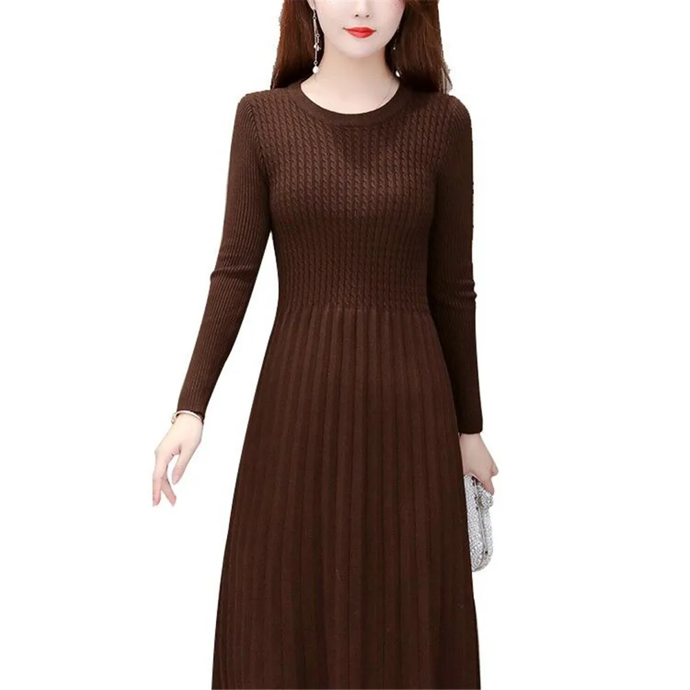 Женское платье-трапеция повседневное черное вязаное платье-свитер элегантные