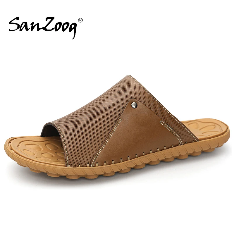 Кожаные женские повседневные слайды итальянские с пальмами новинка 2021