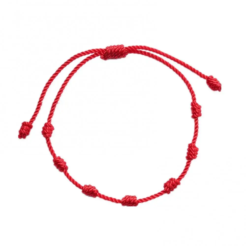 

2Pcs Lucky Red String Bracelets 7 Knots Protection Rope Amulet New Year Gift