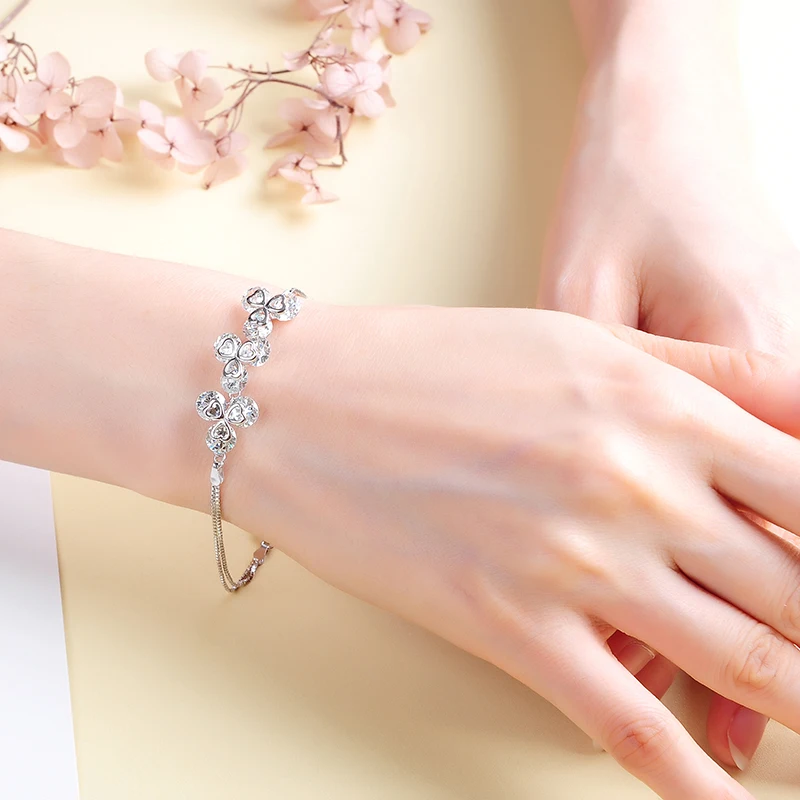 

Fashion Women Bracelet 925 Sterling Silver Bracelets Beaded Multi-layer Silver Jewelry Zircon Charm Bracelets Gift
