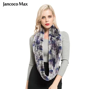 Jancoco Max Новый Стиль Женская Настоящий мех кролика шарф высокого качества, мягкая теплая зимняя одежда для сна шали S7097B