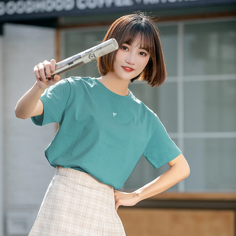 

Summer 2020 mint short sleeve t shirt Women Top Garment