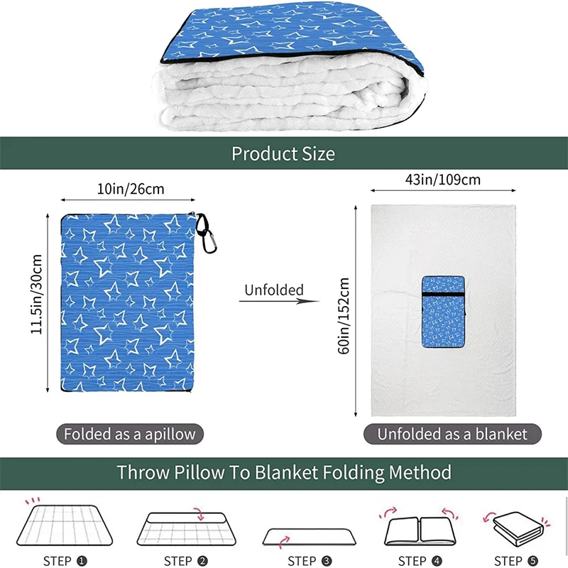 vender Estrelas Pintadas Travesseiro De Viagem Cobertor Dois-em-um Mochila Cinta E Compacto Avião Saco Cintura Suporte 60x43 Polegadas