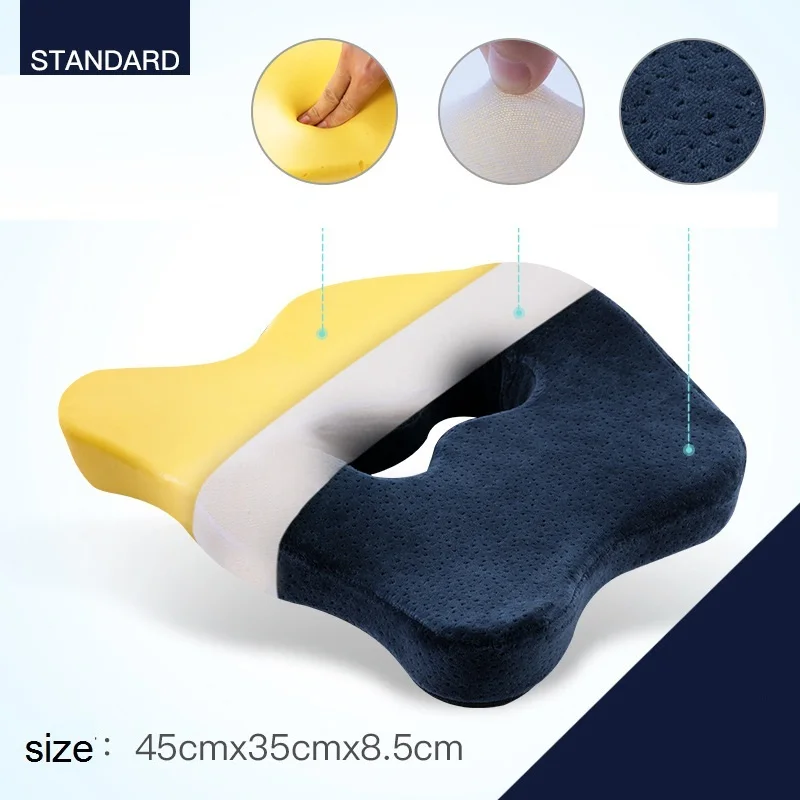 standard blue Пены памяти автомобиля хвост кости боль сиденье Подушка для копчика женщин мужчин офиса водителей Нескользящие бамбуковый уголь бархат - Название цвета: standard blue