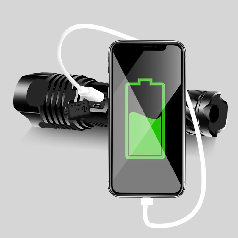 XHP99 Мощный светодиодный фонарик USB аккумуляторный тактический фонарь 3 режима
