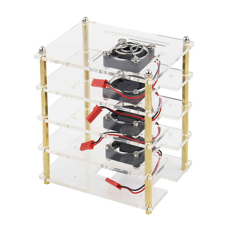 

Raspberry Pi 4 Case 4 5 6 7 8 9 10 Layers Acrylic Case Box + Cooling Fan with Metal Cover for Raspberry Pi 4 /3 Model B+/3B