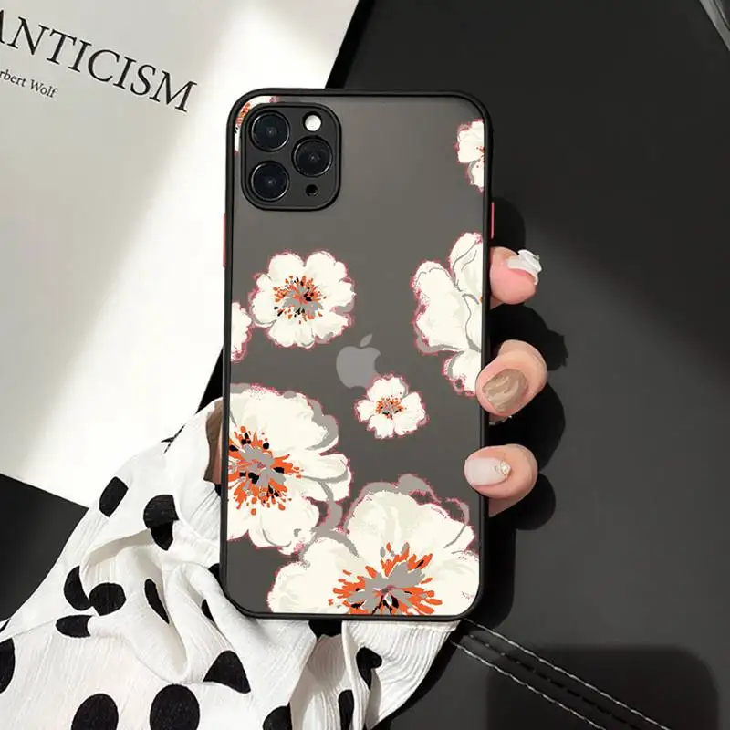 

Dried flowers pink Phone Cases matte transparent For iphone 7 8 11 12 plus mini x xs xr pro max cover