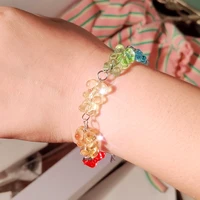 harajuku rainbow cartoon gummy bear beaded bracelets for women girls simple hand chain bracelet children fun y2k jewelry gift