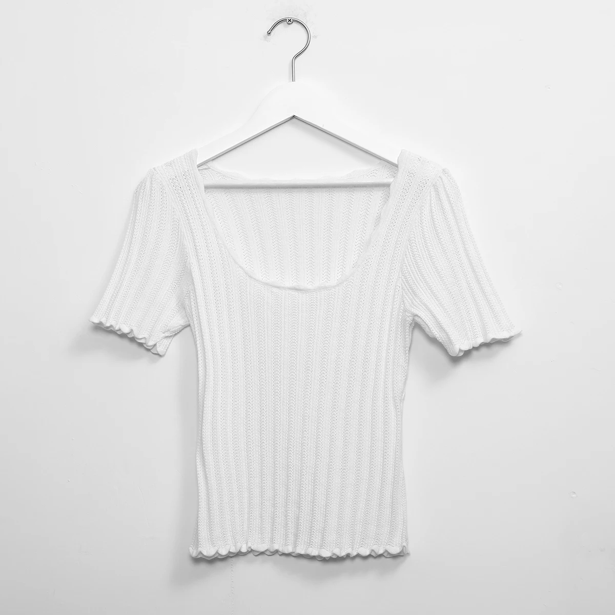 Fancy Knitted Sweater Women Elegant Summer Thin Short Sleeve Square Backless Chic Shirts 2021 Vintage Streetwear Sweaters Pull | Женская