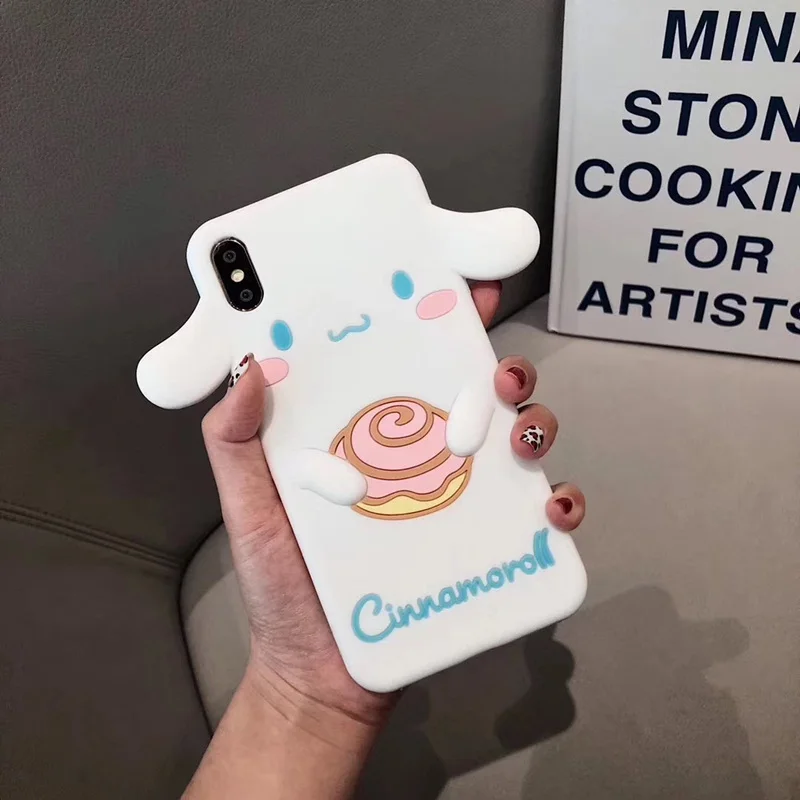 B Роскошный 3D японский милый мультфильм Мелодия Cinnamoroll силиконовый чехол для телефона для iphone 6 6s 7 8 plus X XR XS MAX girl coque - Цвет: B