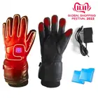 Зимние перчатки с электрическим подогревом, велосипедные лыжные перчатки, длинные термоперчатки с сенсорным экраном, водонепроницаемые мужские перчатки с подогревом, США