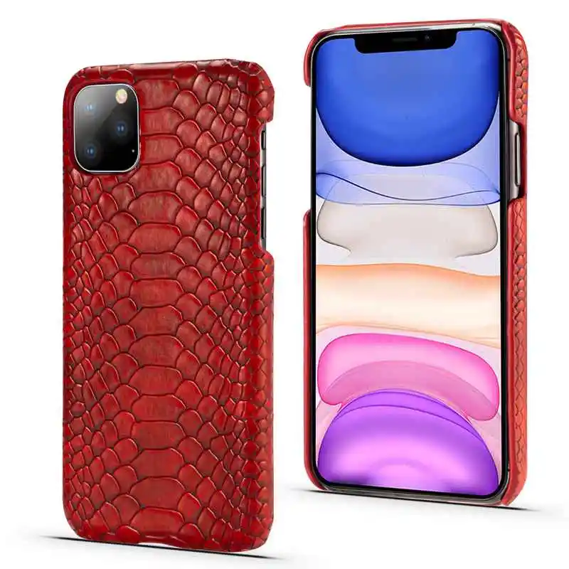 Сексуальный PU кожаный чехол из змеиной кожи для iPhone 11 Pro Max 11 Pro 11 Жесткий ПК+ кожаный чехол для iPhone XS Max XR XS X 7 8 6 6S Plus - Цвет: Red