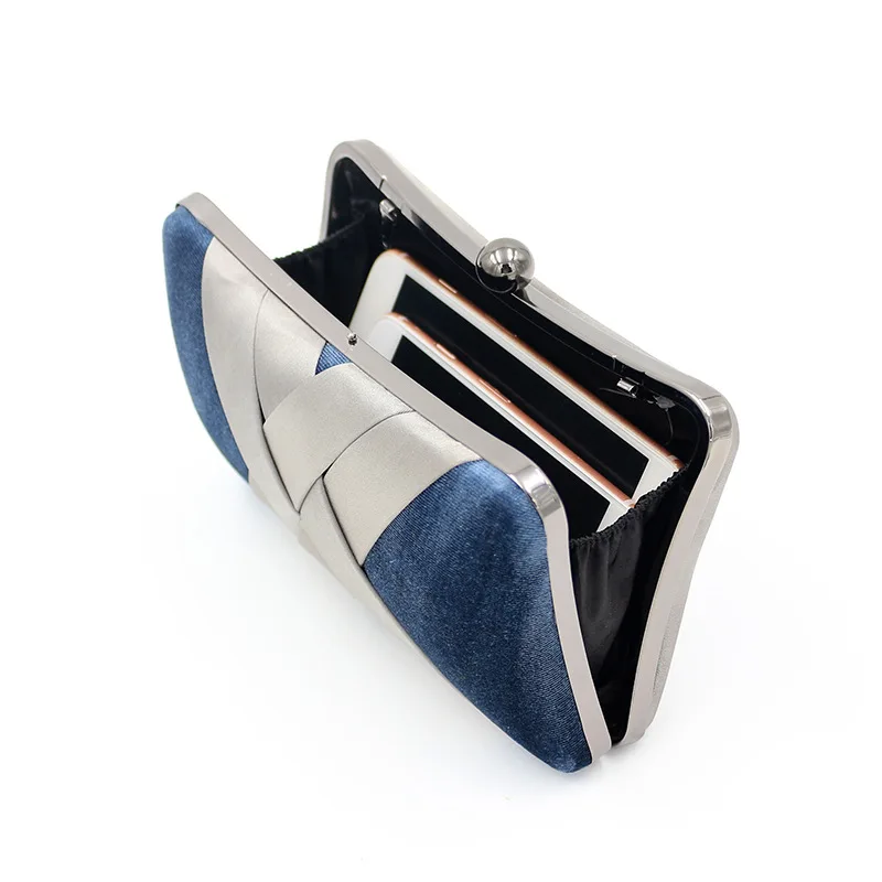 

Solid Velour Hard-Surface Wedding Evening Bags Blue Vintage Clutch Bag Business Outdoor Purse For Women Fashion Party Pouch