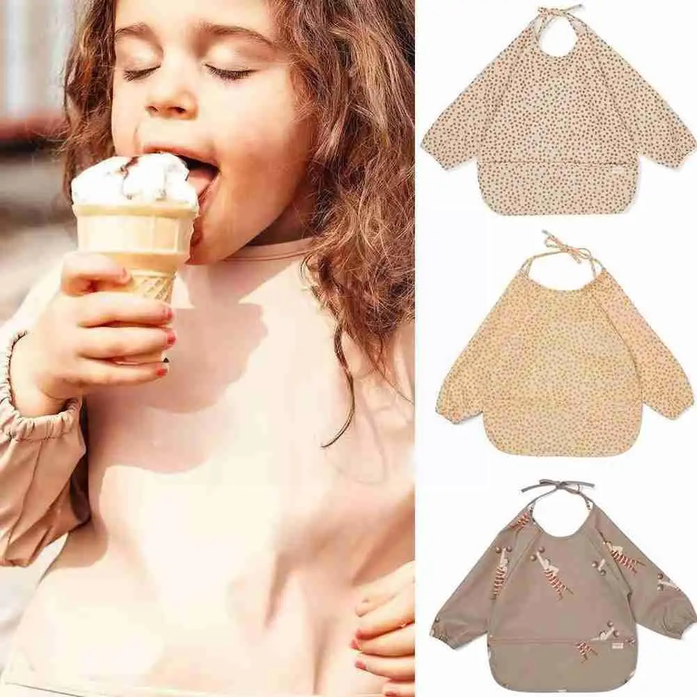 

Повседневный Детский фартук с длинным рукавом, водонепроницаемый фартук с карманом, комбинезон для кормления, комбинезон для малышей X0H5