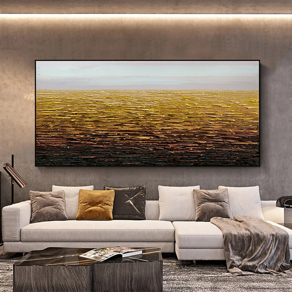 

Abstract Gold Oil Painting Hand Painted Thick Texture Oil Painting On Canvas Decoration Salon Handmade Artwork For Wall Decor