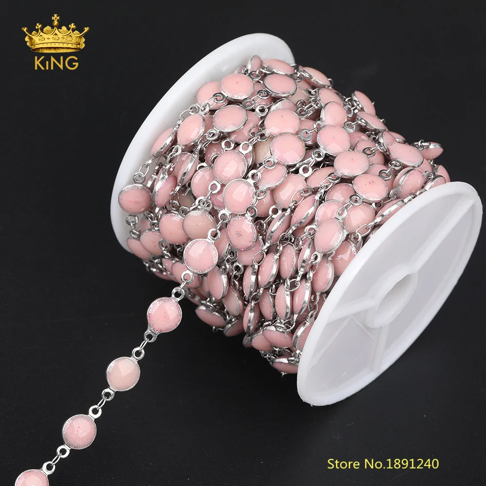 

5meters Sparkling Plastic Beaded Chain Rosary Bracelet Supplies,Coin Plastic Chain Wire Wrapped Silver Copper Links Body Chains