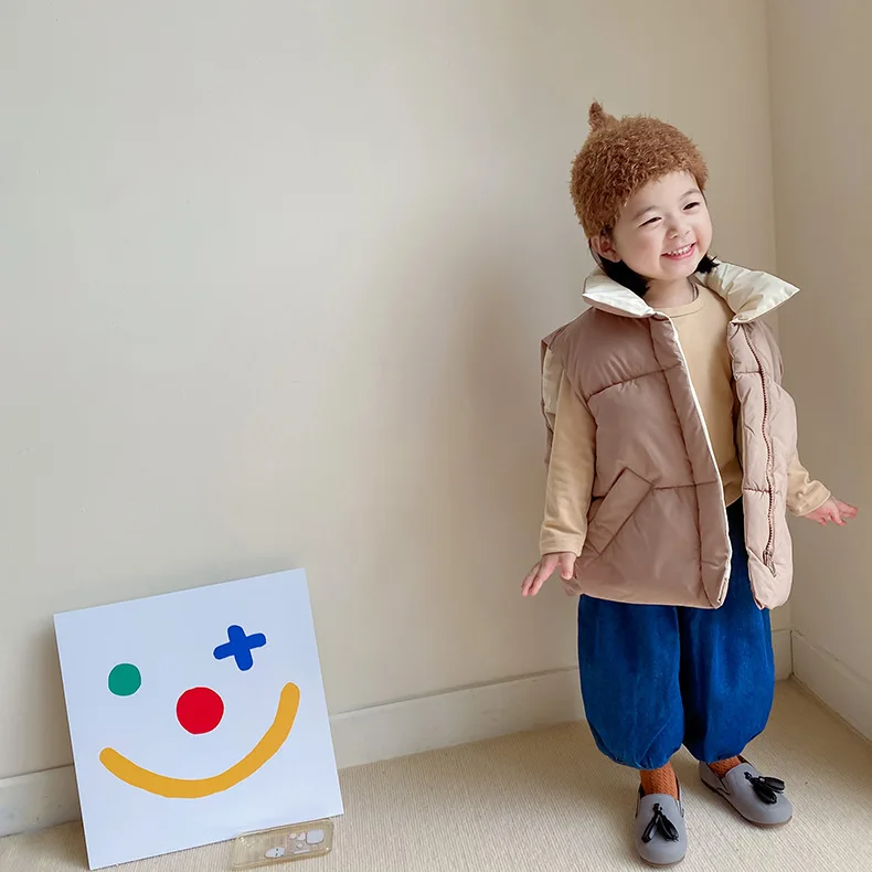 Зимние Детские теплые хлопковые плотные безрукавки для мальчиков и девочек