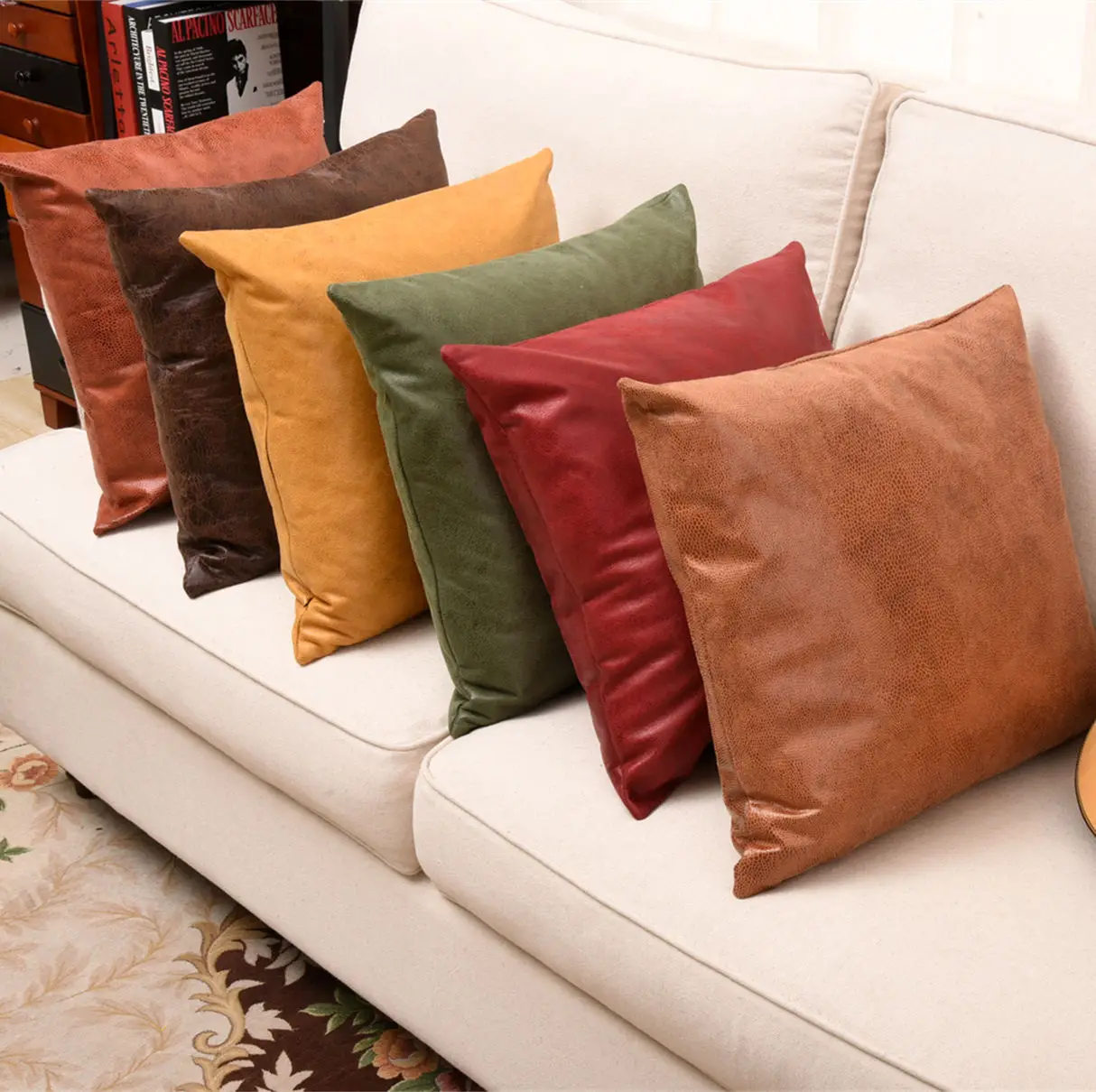 Искусственная телячья кожа дневные Чехлы чехол для диванной подушки 45x45 см