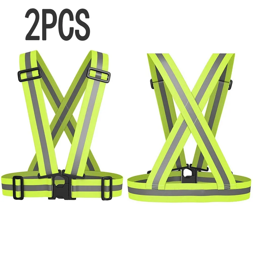 

Reflective Safety Vests Adjustable Warning Vest Signal Safety Bands For Outdoor Jogging Cycling Hiking Riding 2PCS Bike Safe